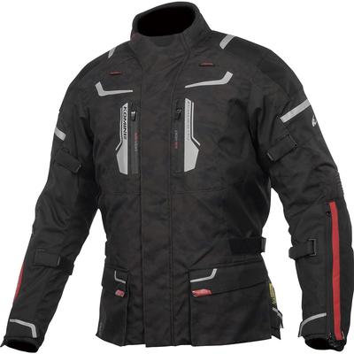 Giacca da moto KOMINE impermeabile e CE elasticizzata nera taglia M per tutto l'anno JK-597 1283, giacca per tutte le stagioni e per il freddo, certificata, tessuto, protezione,
