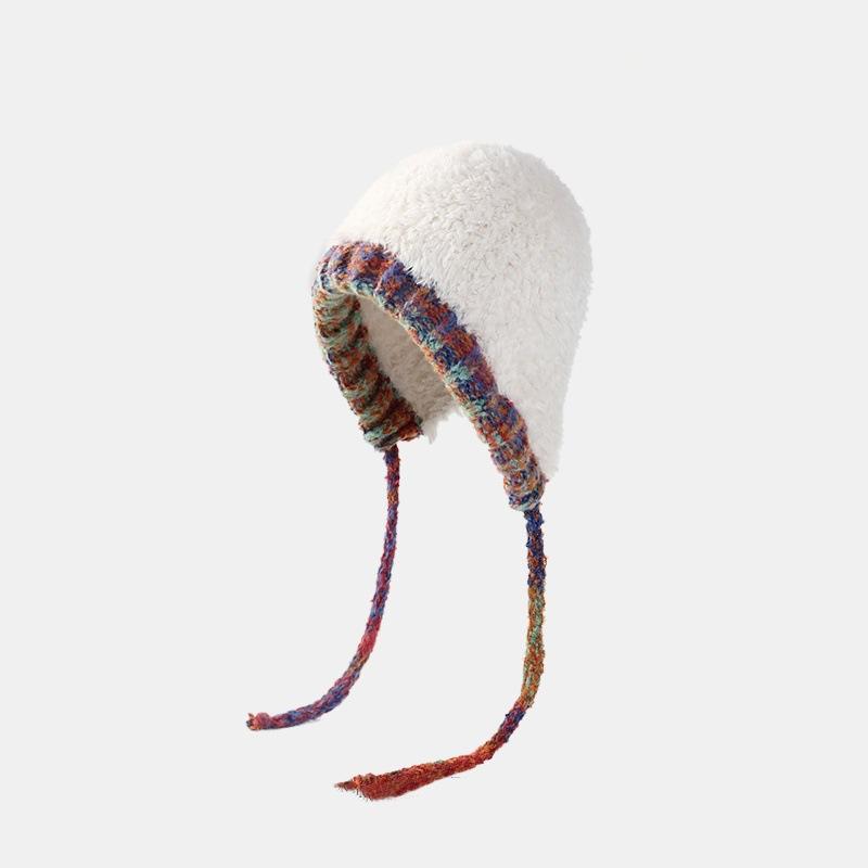 Hat Women's New Winter Plush Knitted Hat Ear Protection Warmth Protection Cold Protection Showing Face Cute Versatile Wool Hat