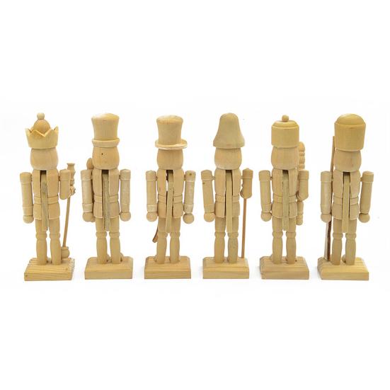6Pcs Unpainted Nutcracker Blanks 12.5CM Wooden DIY Craft for Painting Christmas Ornament Making Kit Parent-child Art Project Supplies