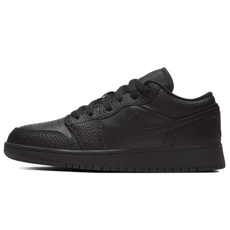(GS) Air Jordan 1 Low  Black Tumbled Leather  Kids  553560-091 EU 36.5