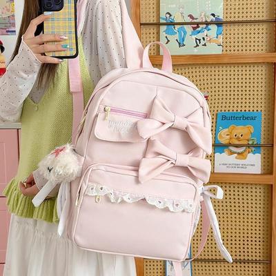 Schoolbag Japanese Ins Cute Bow Soft Girl Backpack High Value College Style Junior High School Girls Sweet Backpack