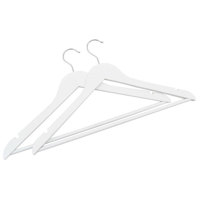 Cintres antidérapants - vidaXL - 20 pcs - Bois dur - Blanc - Crochet rotatif 360°