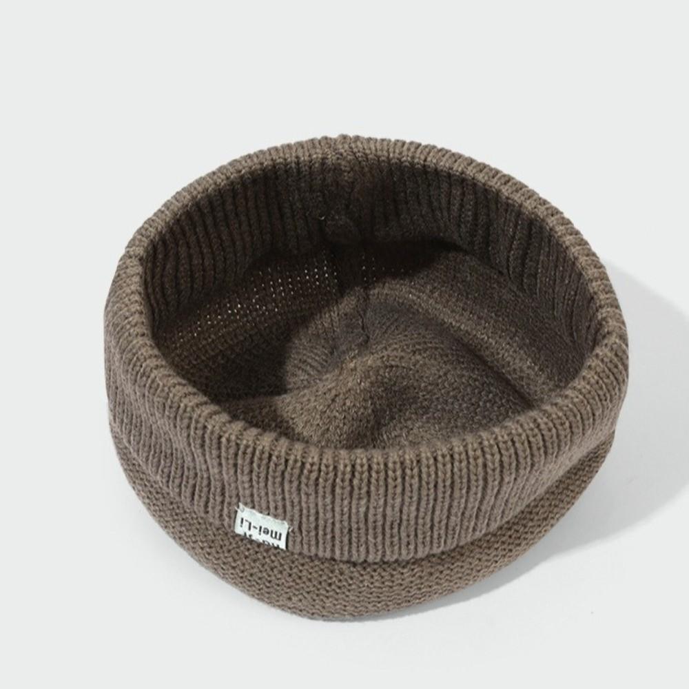 Wool Knit Brimless Cap Round Top Melon Cap Simple Fisherman Skullcap Autumn Winter
