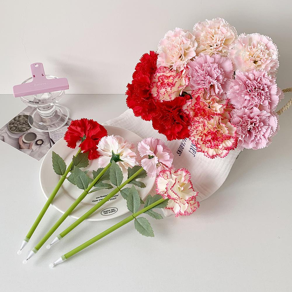 4Pcs Artificial Flower Flower Ballpoint Pen Carnation Rose Signature Pen Neutral Gel Pens Lady