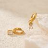 Dazan Winter New HOT 18k Gold Plated Hypoallergenic Stainless Steel Modern Korean Clear Teardrop Zircon Mini Tiny Girl Earrings