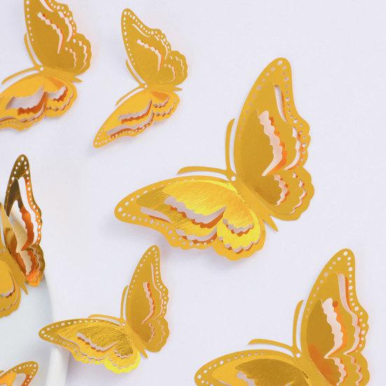 12 Pcs 3D Butterfly Wall Sticker Hollow Butterfly Removable Wall Mural Art for DIY Crafts Birthday Party Celebration