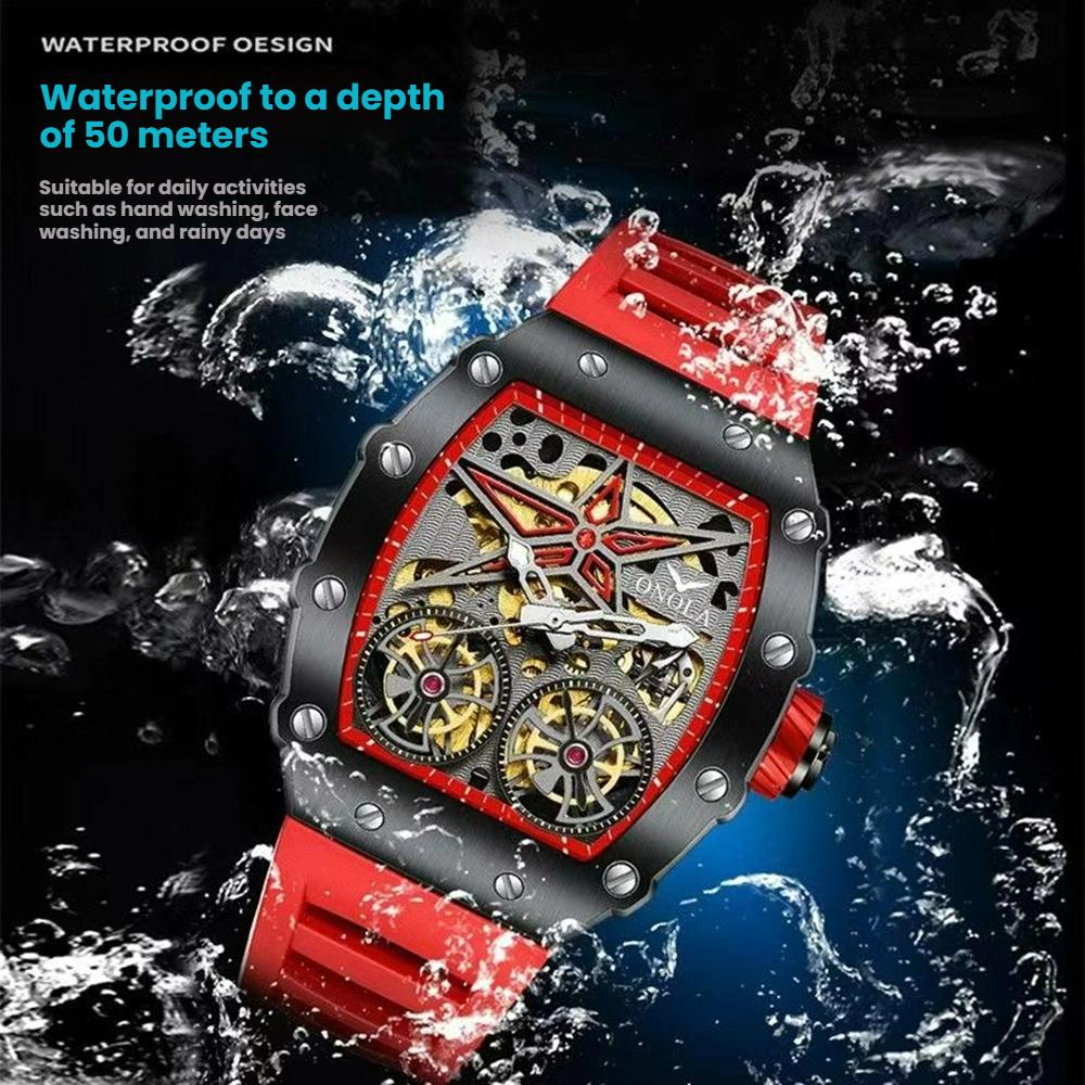 ONOLA New Fashion Mechanical Watch Flywheel Hollow Automatic Mechanical Men's Waterproof Watch