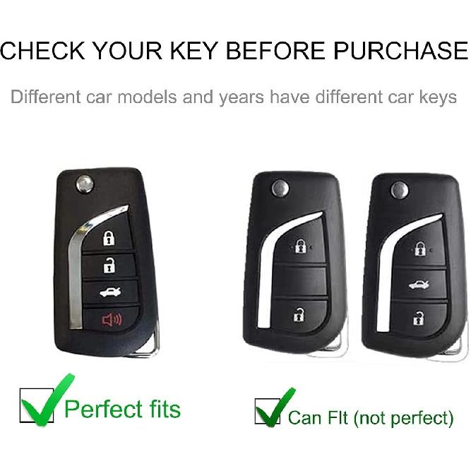 Toyota-Schlüsselanhänger-Hülle mit Toyota-Schlüsselanhänger, Auto-Schlüsselanhänger-Hülle, kompatibel mit Toyota Fortuner Tundra Camry RAV4 Highlander