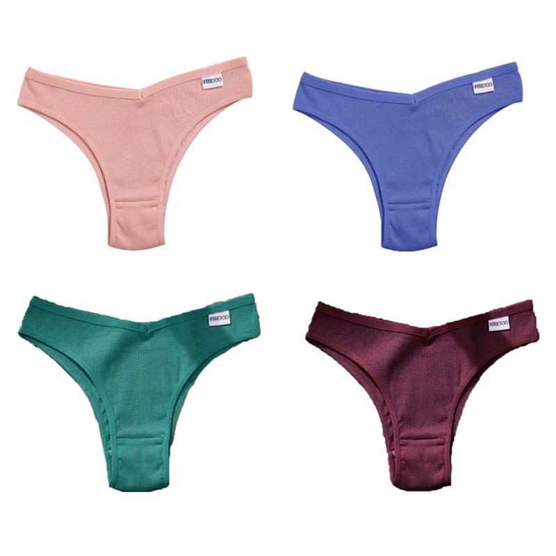 

FINETOO 4 шт./компл. женские хлопковые бразильские трусики модное нижнее белье в вафельном стиле M-XL женские удобные трусы мягкое нижнее белье XL