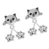 Feline Earring Jackets with Face-Above and Paw-Under Design, Movable Lower Detail and Copper Construction, 1 Pair