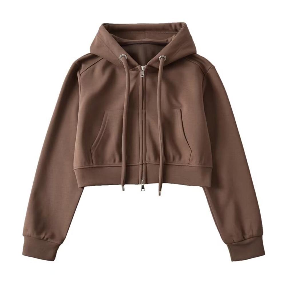 

Модный женский худи YPFF: Повседневный кардиган с длинными рукавами и двойной молнией для осени и зимы S