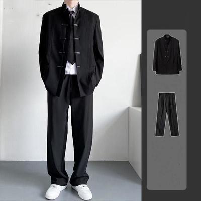 Chinese Style Stand Collar Suit Jacket Men's Casual Suit Tunic Suit