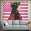 Patriotisches Amerikanisches Flaggentuch mit Billie Design Rosa Lila Horizontaler Wandbehang für Schlafzimmer Wohnzimmer Wohnheim Dekoration