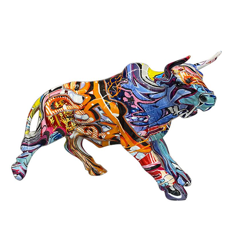 Nordic Creative Nordic Creativity Wall Street Resin Bull Figurine Cattle OX Statue Home Decorations Bull Art Desktop Decor Sculp