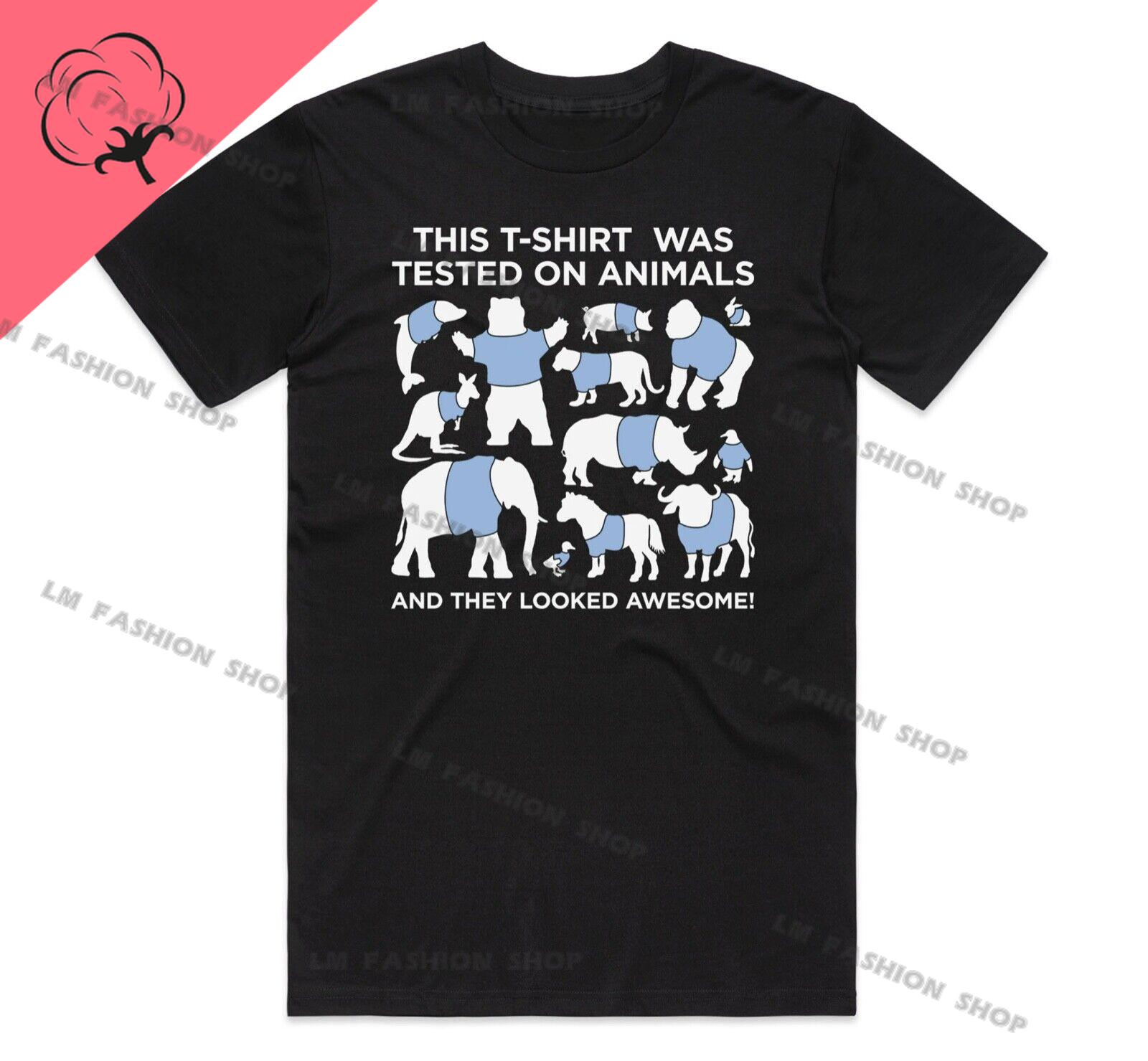 Эта футболка была протестирована на животных Графические футболки Мужская одежда Топы с коротким рукавом Хлопковые футболки Женская футболка с принтом 3XL