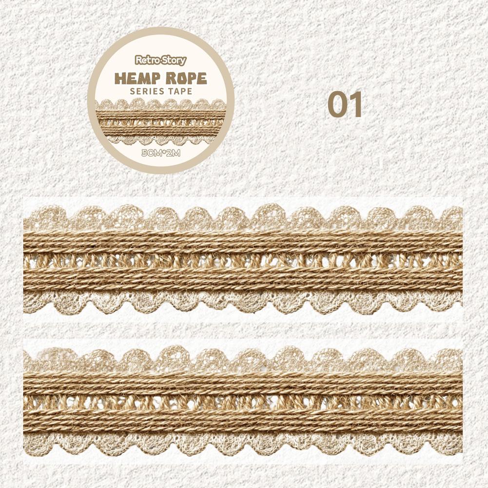 

Retro Striped Hemp Rope Theme Tape Stickers Journal Handbook DIY Decoration Stickers Gifts #01