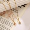 18k Gold Plated Stainless Steel Necklace with Titanium, Colored Zirconia, Diamonds, and Fade-Proof Design for Women