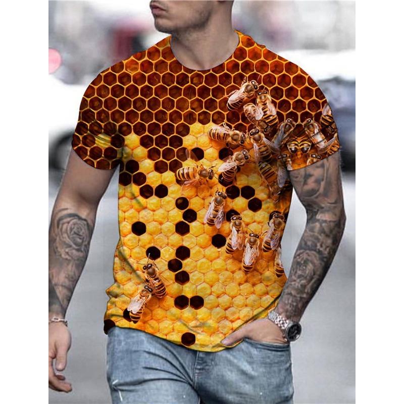 Men's T-shirt with Interesting Bee Pattern 3D Printed Top T-shirt Summer Women's Street Fashion Shirt