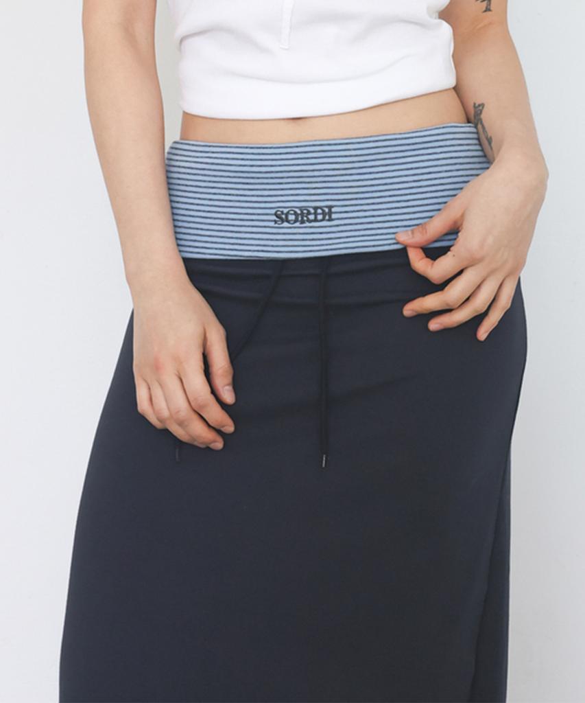 Sordi Two-Tone Long Skirt_Navy