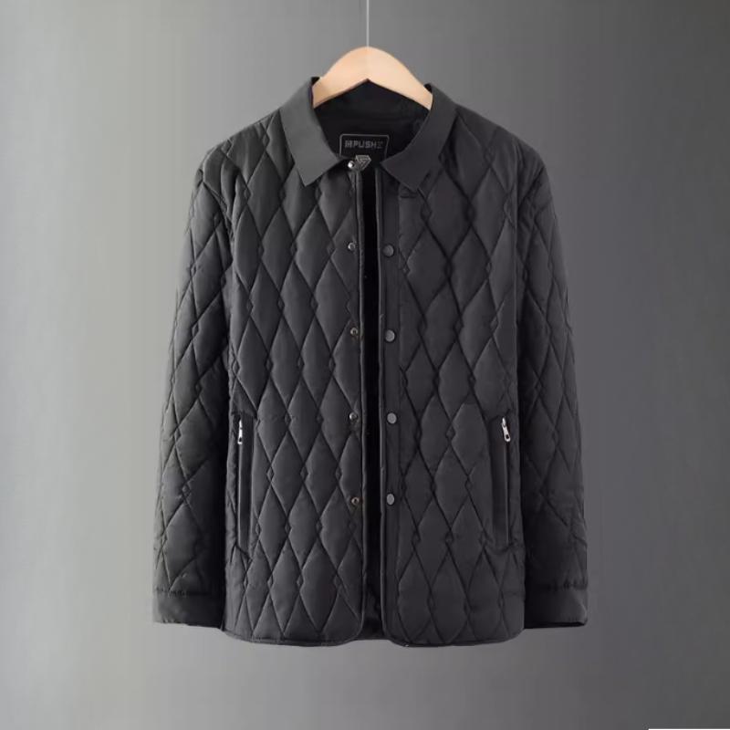 Winter Herren Warm Winddicht Revers Business Casual Parkas Mantel Mann Karierte Gepolsterte Jacke