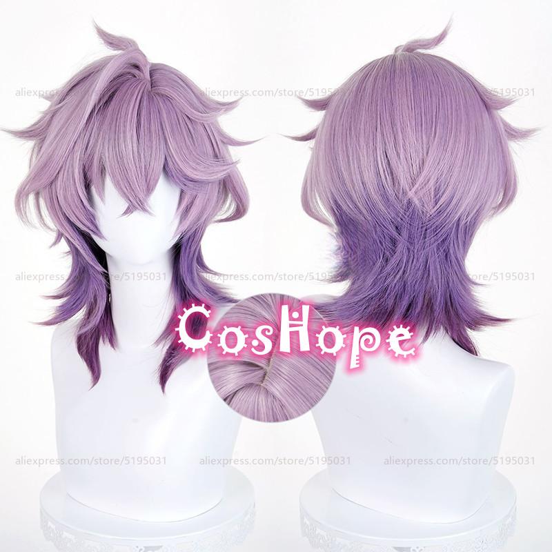 Durin Cosplay Wig 55cm Long Purple Gradient Wig Cosplay Anime Heat Resistant Synthetic Wigs for Halloween Carnival Party Costume