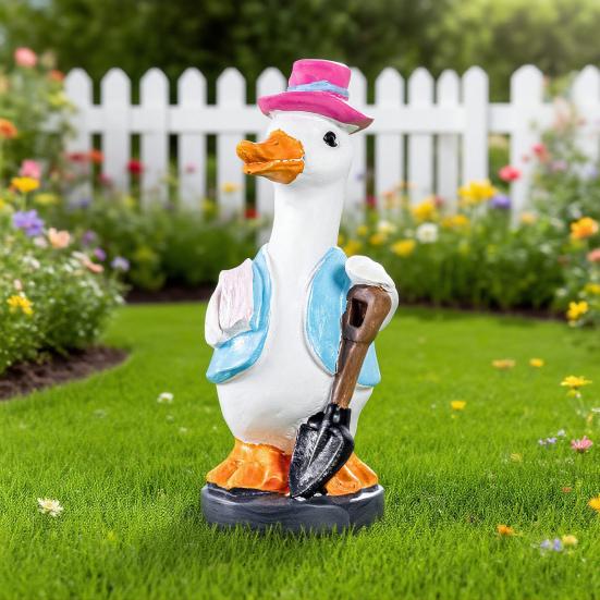 Gardening Duck Statue Outdoor Garden Yard Farm Duck Resin Figurine
