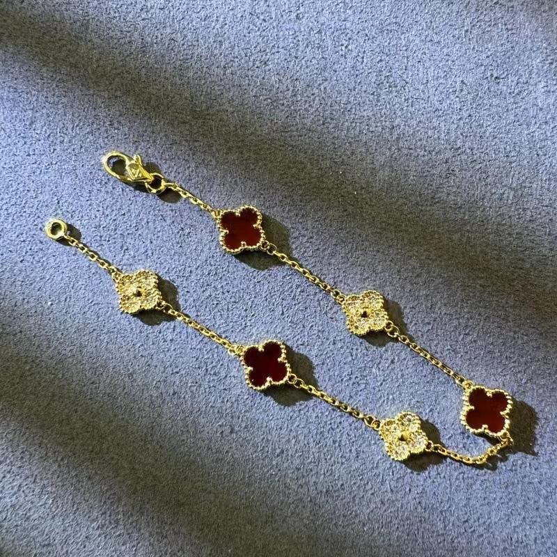 9MM Mini Six-flower Four-leaf Clover Bracelet White Mother-of-pearl Purple Chalcedony CNC Craft Simple and Versatile High-end Bracelet