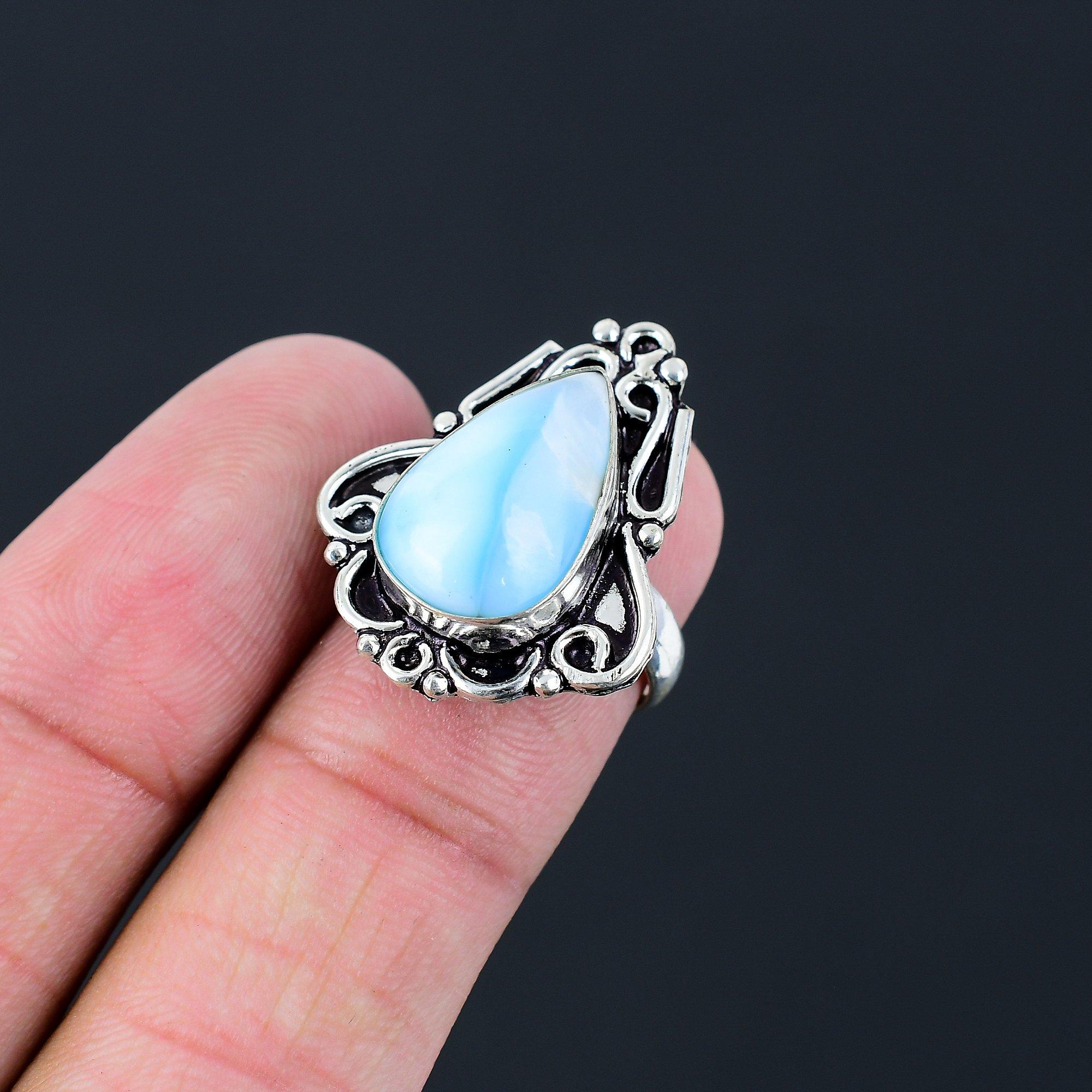 Friendship Day Deal Larimar Stone Sterling Silver Mother Ring Jewelry Size 6.5 6.5