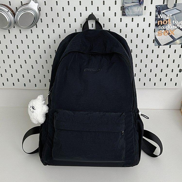 Schoolbag Pink Simple Backpack Female Student Schoolbag Large Capacity Japanese Ins Wind Backpack Cute Plush Pendant Versatile
