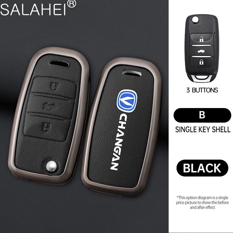 Leather Car Key Case Cover Shell Fob For Changan CS15 Eado Raeton CS35 Plus CS55 CS75 J35 Hunter F70 CS1 CV1 Alsvin Accessories