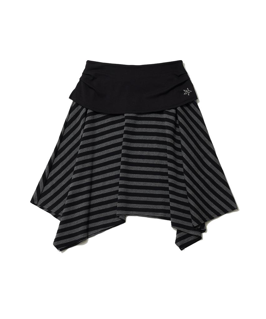 Isjabaibeu Stripe Symbol Unbalanced Skirt