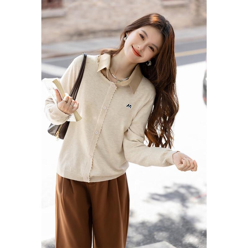 Mocana Women's Sweet Cartoon Embroidered Long Sleeve Knit Sweater