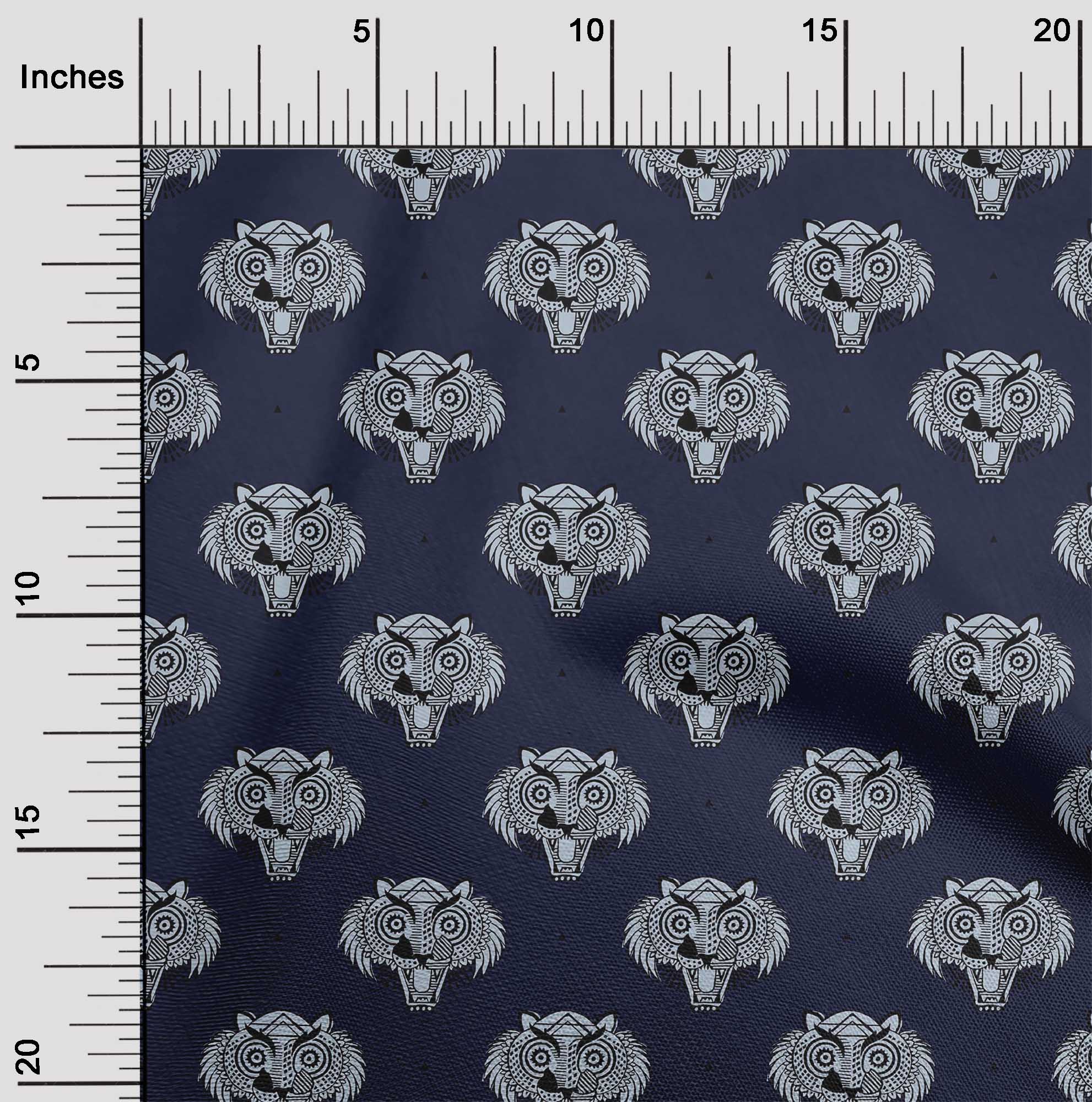 

oneOone Бавовняна гнучка тканина з принтом на обличчя тварин, 1 ярд 40 дюймів 42 Inch - Viscose Chiffon синій