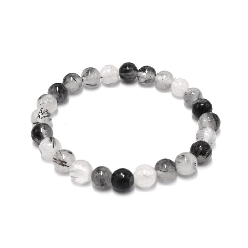 Black Rutilated Tourmaline Quartz  Stone Natural Round Beads 15"Strand Loose Spacer Beads 4/6/8/10/12mm for Jewelry Making DIY Bracelets Accessories