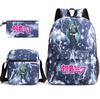 3Pcs/set Anime Cartoon Hatsune Miku Printed Backpack with Shoulder Bag Pencil Case for Teenager Student Boy Girl Large Capacity Waterproof Schoolbag