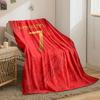 Red background with golden "Ronaldo," "7," and a black autograph below. for all seasons blanket lunch break throw gift