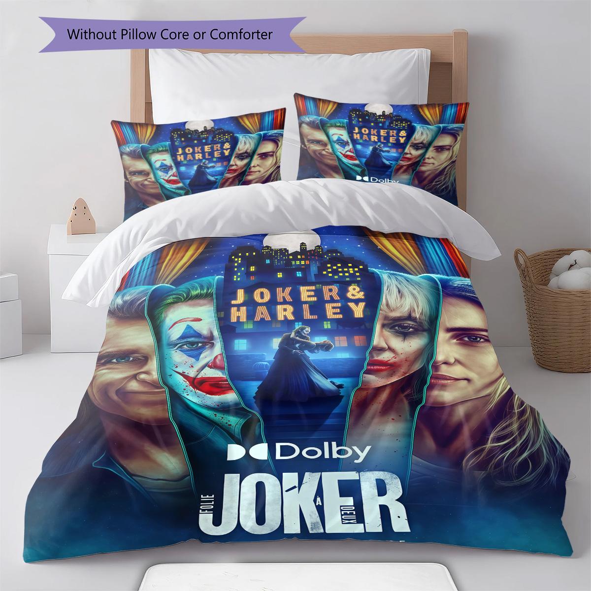 

Joker Print Cover Bedding Quilt Set Quilt Cover Pillowcase Home Decoration Birthday Gift (1 * duvet cover + 2 * pillowcase, without core) 135x200cm