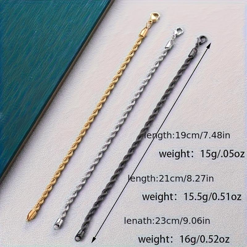 Stainless Steel Rope Chain Bracelet: European & American Style, 3mm/4mm/6mm, Simple Luxury Design