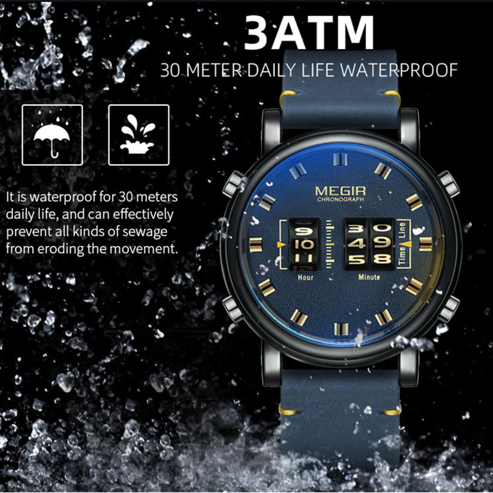 Fashion Megir New Watches Mens With Leather Strap Top Brand Luxury Sports Quartz Watch Men Relogio Masculino Wristwatches