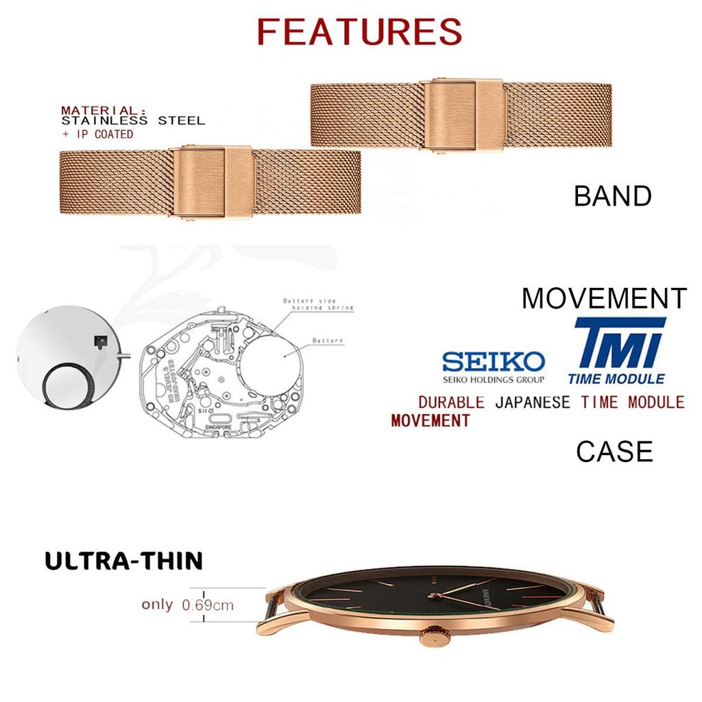 Hannah Martin Watch Stylish Classic Simple Watch Business Quartz Waterproof Watch Silver Problem Women's Women's Description