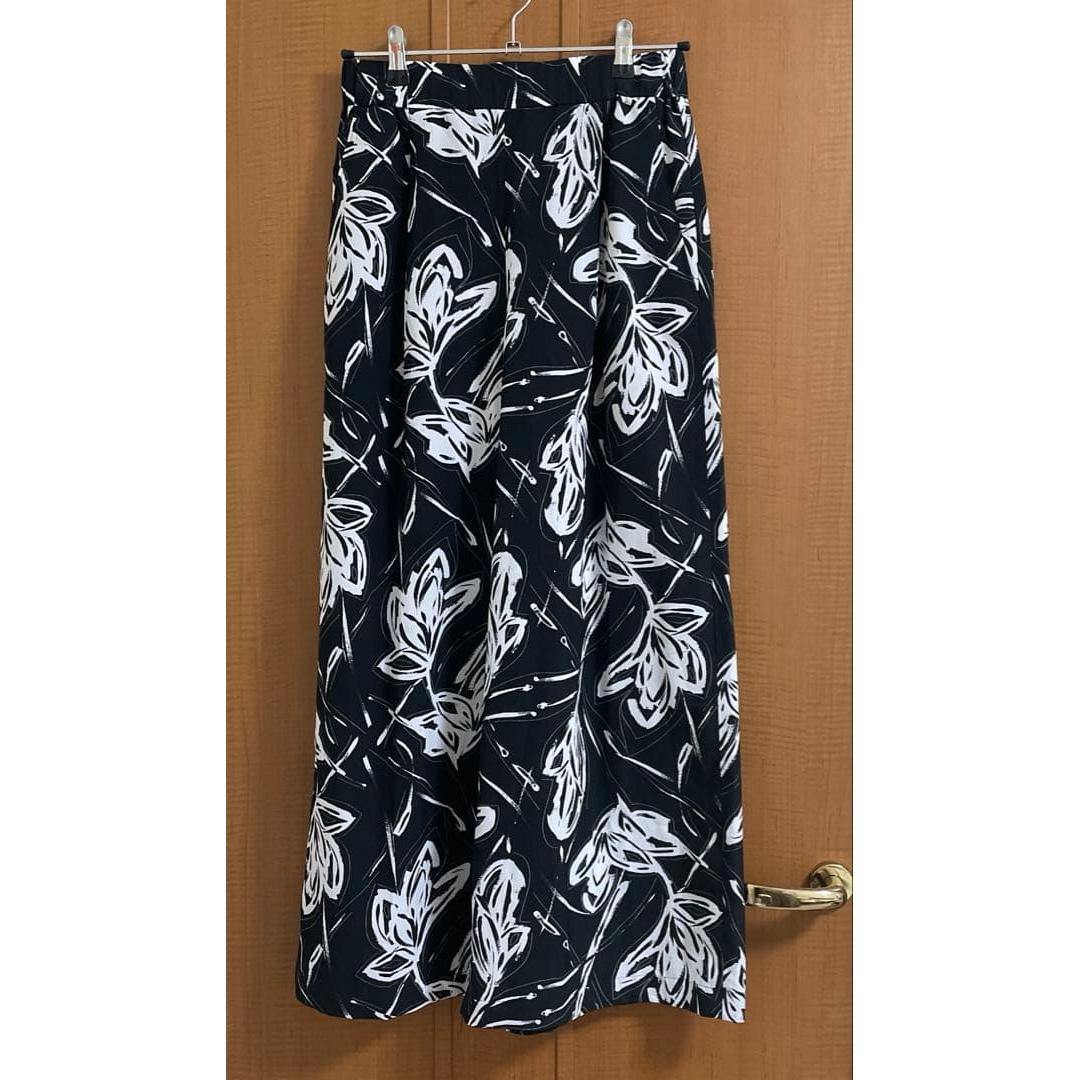 Plaste Leaf Print Easy Wide Pants M Black