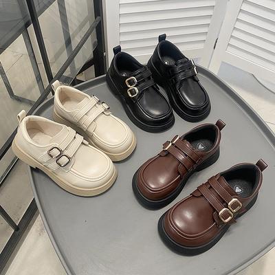 New Spring and Autumn Girls' Fashionable British Style Comfortable Soft-soled Leather Shoes