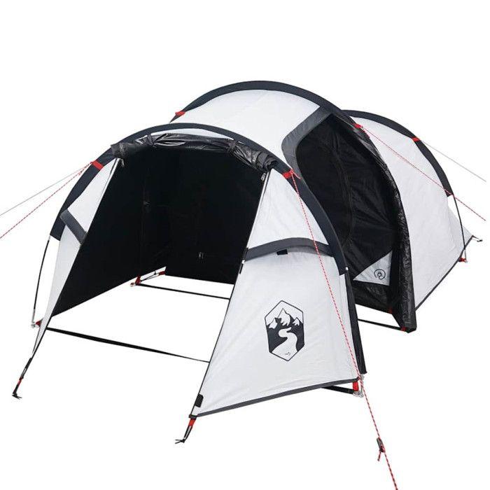 VidaXL 3 Person Camping Tent, Shade Tent with Bag, Portable Awning with Sidewalls for Hiking, White 94389