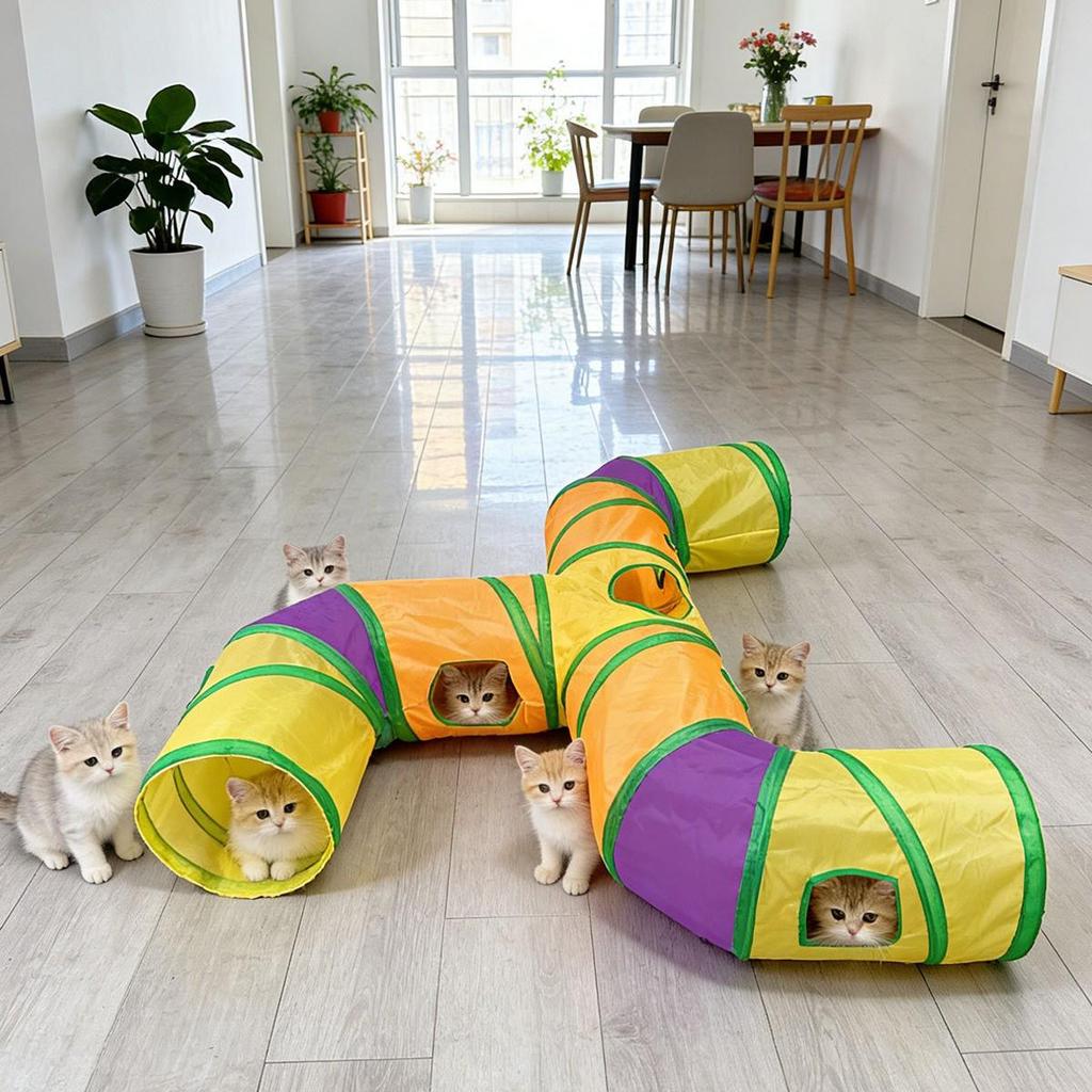 Cross-border Three-way Foldable Rainbow Tunnel for Cats and Dogs