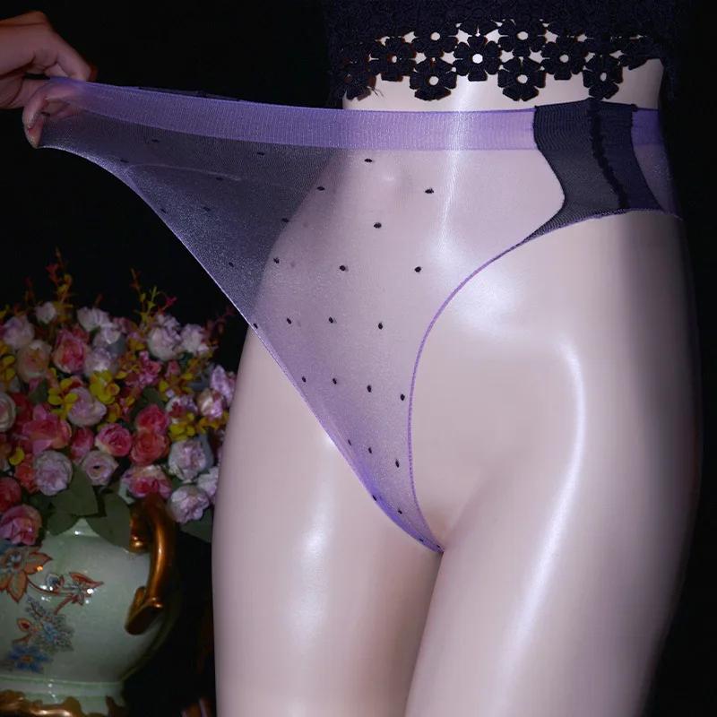 Slip 1D Ultra-Sottili Trasparenti Lucidi Senza Tracce Sexy Seta Pois Biancheria Intima Taglia Grande Biancheria Intima da Donna