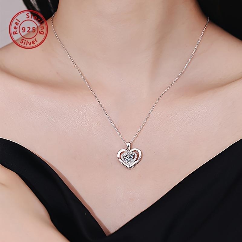 925Silver heart-shaped necklace Fashionable Women's Jewelry Suitable for parties, vacations, birthdays, Valentine's Day, Christmas, New Year,