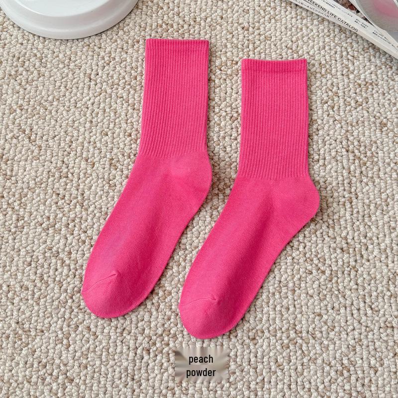 Bunte Damen Kniehohe Candy Color Scrunch Socken - Trendy, Ganzjährig, Mittelhoher Schaft, Einfache Tanz Baumwollsocken