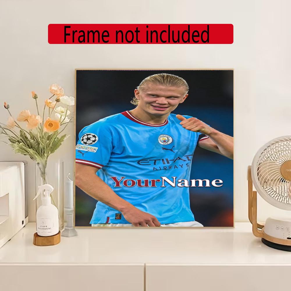 Haaland Customize Your Name Diamond Painting Round Diamond Diy Frameless Holiday Artwork Suitable For Home Office Wall Decoration