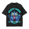 KPop Demon Hunters Huntrix Blue Tiger Derpy Washed T Shirt Vintage Harajuku Men Women  Loose T-Shirts Tee Cotton