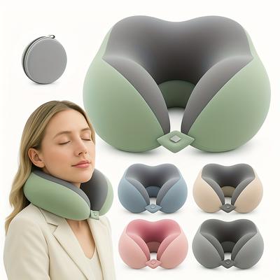Ergonomic U-Shaped Slow Rebound Memory Foam Travel Neck Pillow with Storage Bag and Removable Washable Cover for Plane Office Home